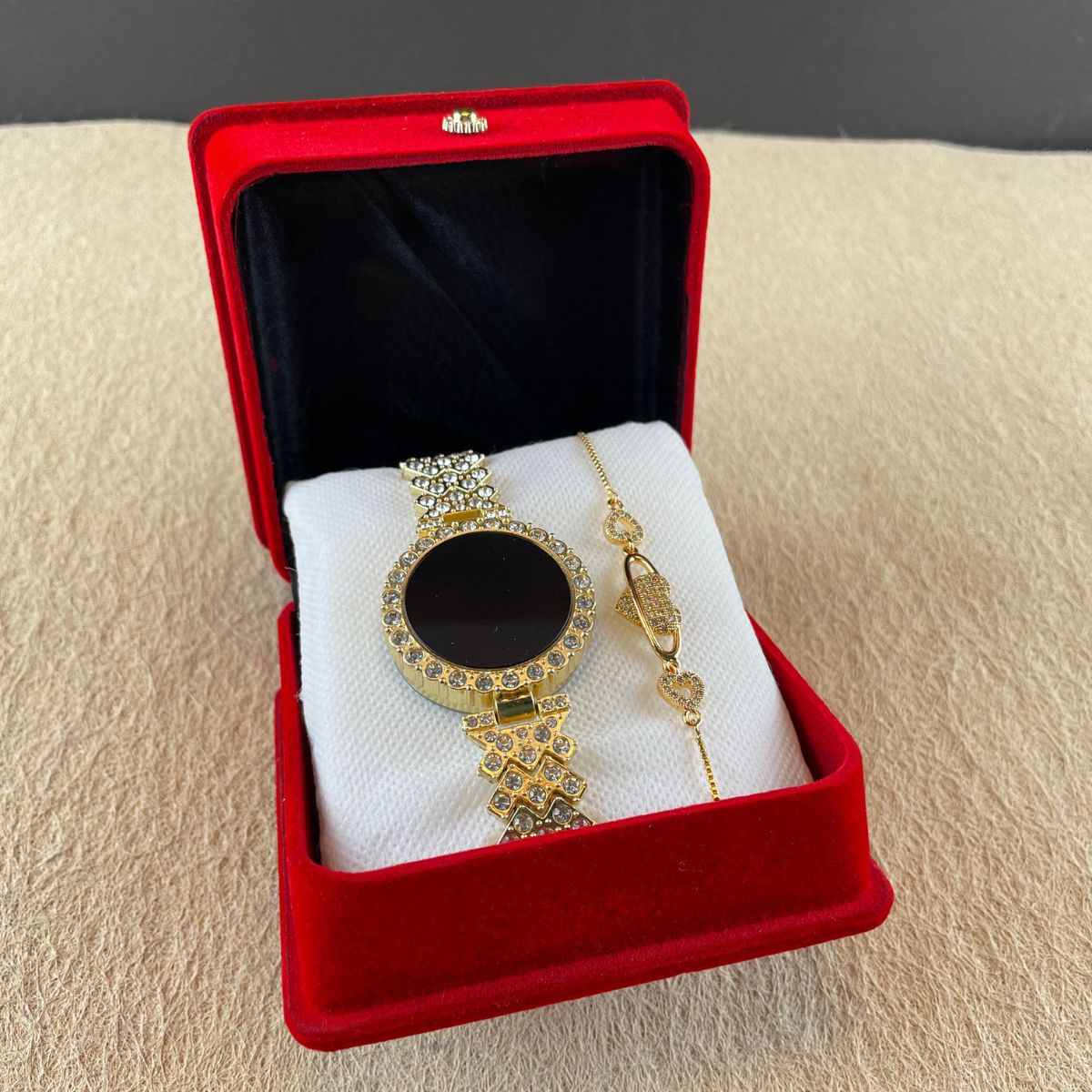 Gold-Toned Bling Watch and Bracelet Set