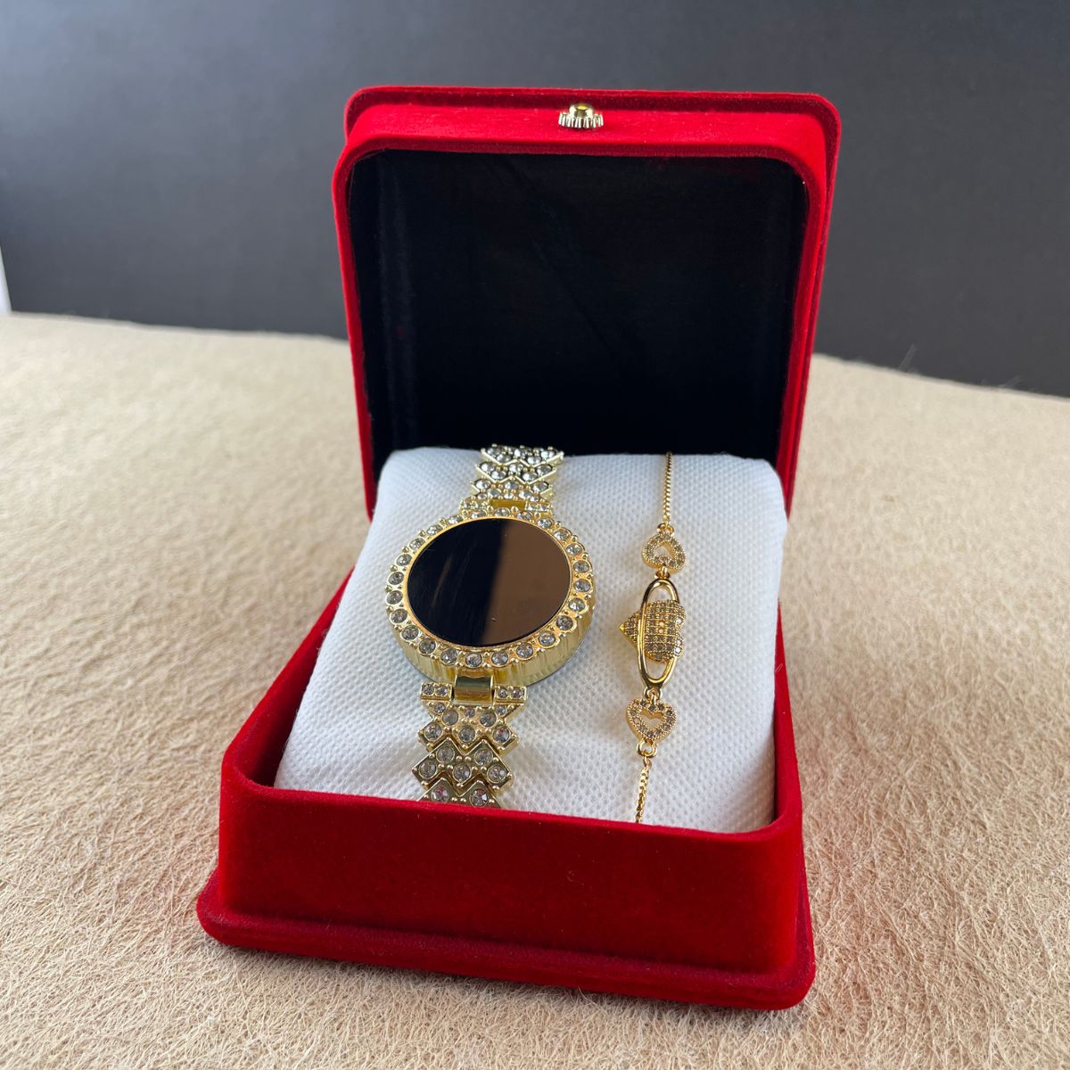 Gold-Toned Bling Watch and Bracelet Set