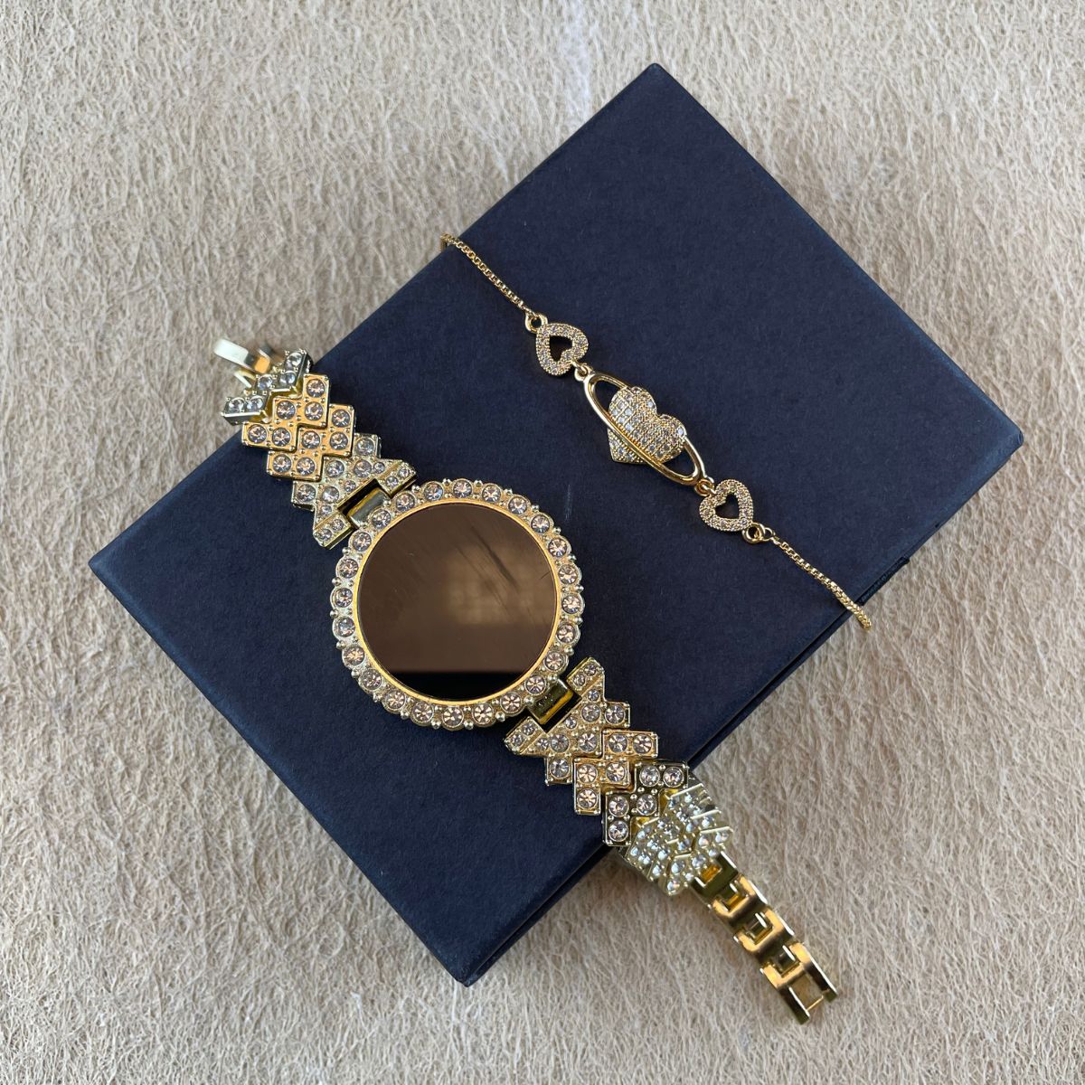 Gold-Toned Bling Watch and Bracelet Set